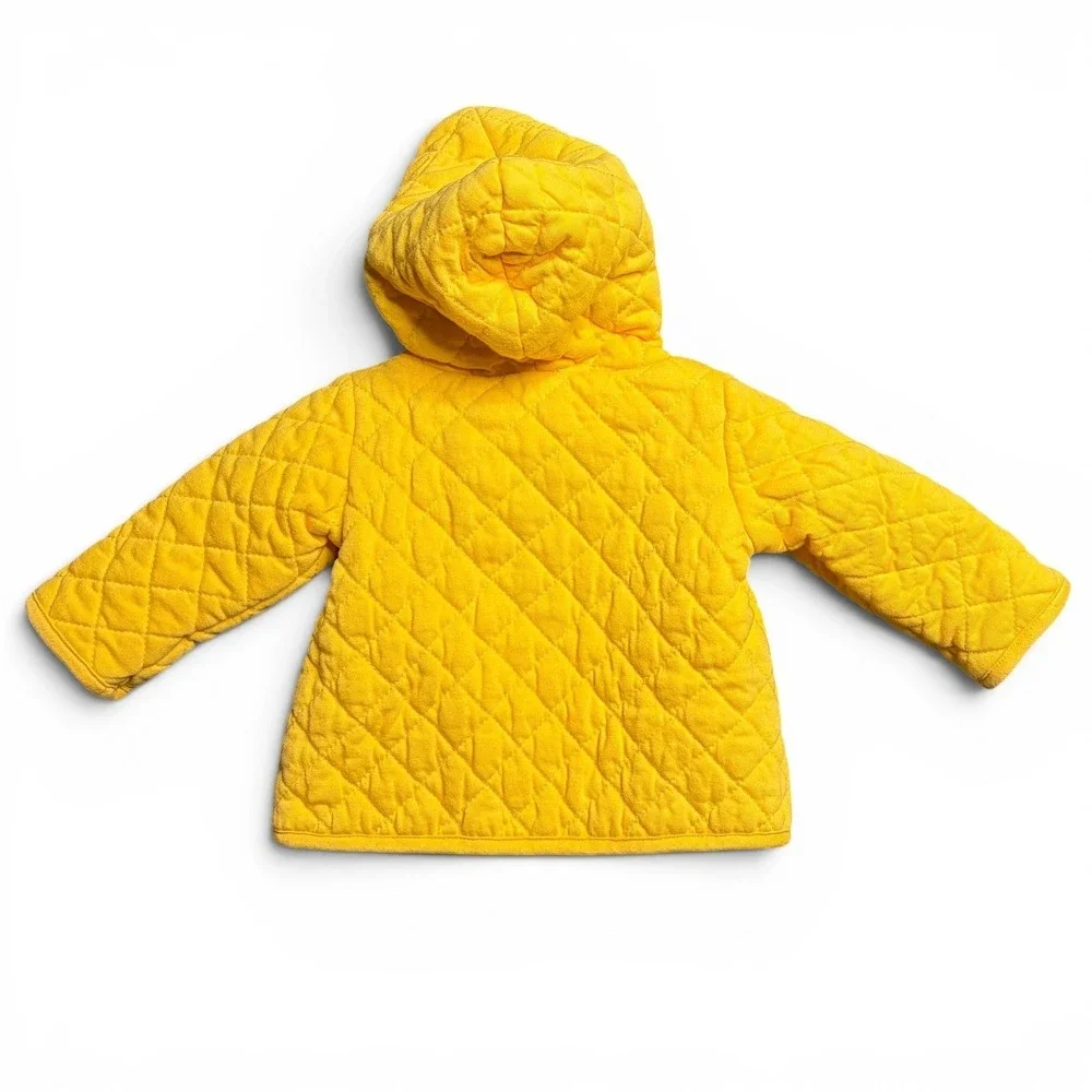 Wanderling Baby 0-3M Reversible Quilted Hooded Jacket Yellow Blue Floral FA22